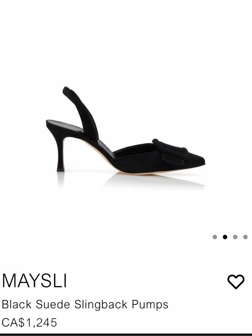 NIB Manolo Blahnik Maysli Black suede Pointed Slingback Pumps 7.5